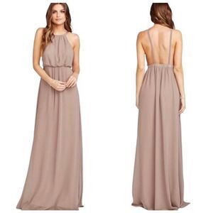 SHOW ME YOUR MUMU womens dress Amanda Sz XS halter taupe maxi fairy dainty